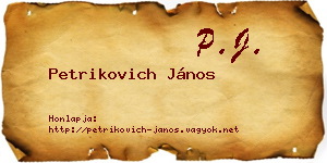 Petrikovich János névjegykártya