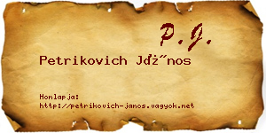 Petrikovich János névjegykártya
